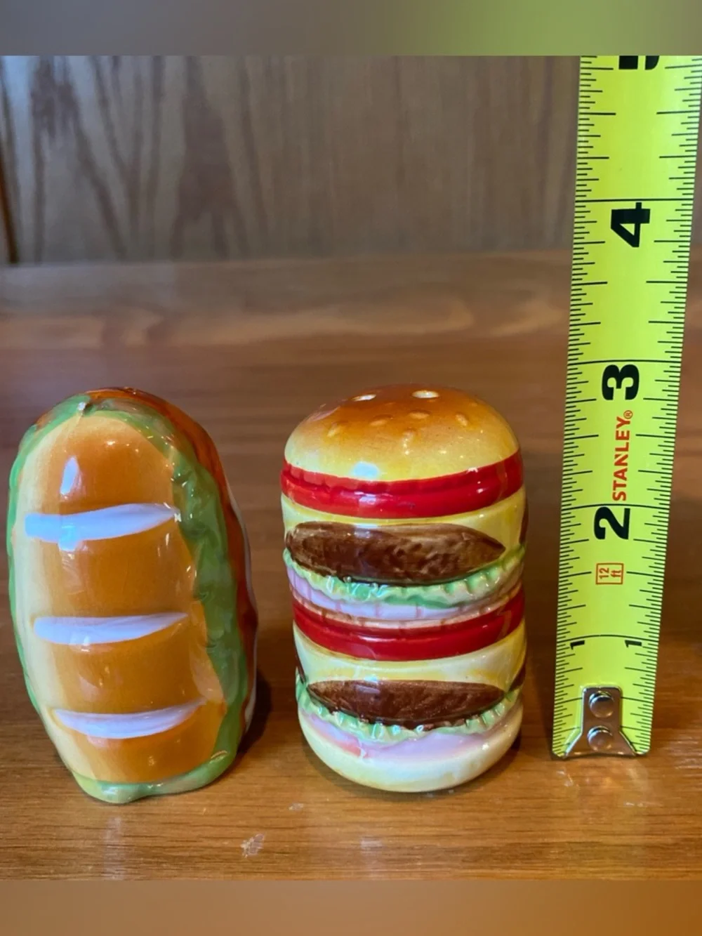 Hamburger And Hot Dog Salt and Pepper Shakers Ceramic